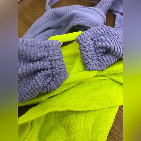 NWT Aerie FULL SET Crinkle Ring Wide Strap Scoop Top + High Waist Bottom Purple - Picture 4 of 4